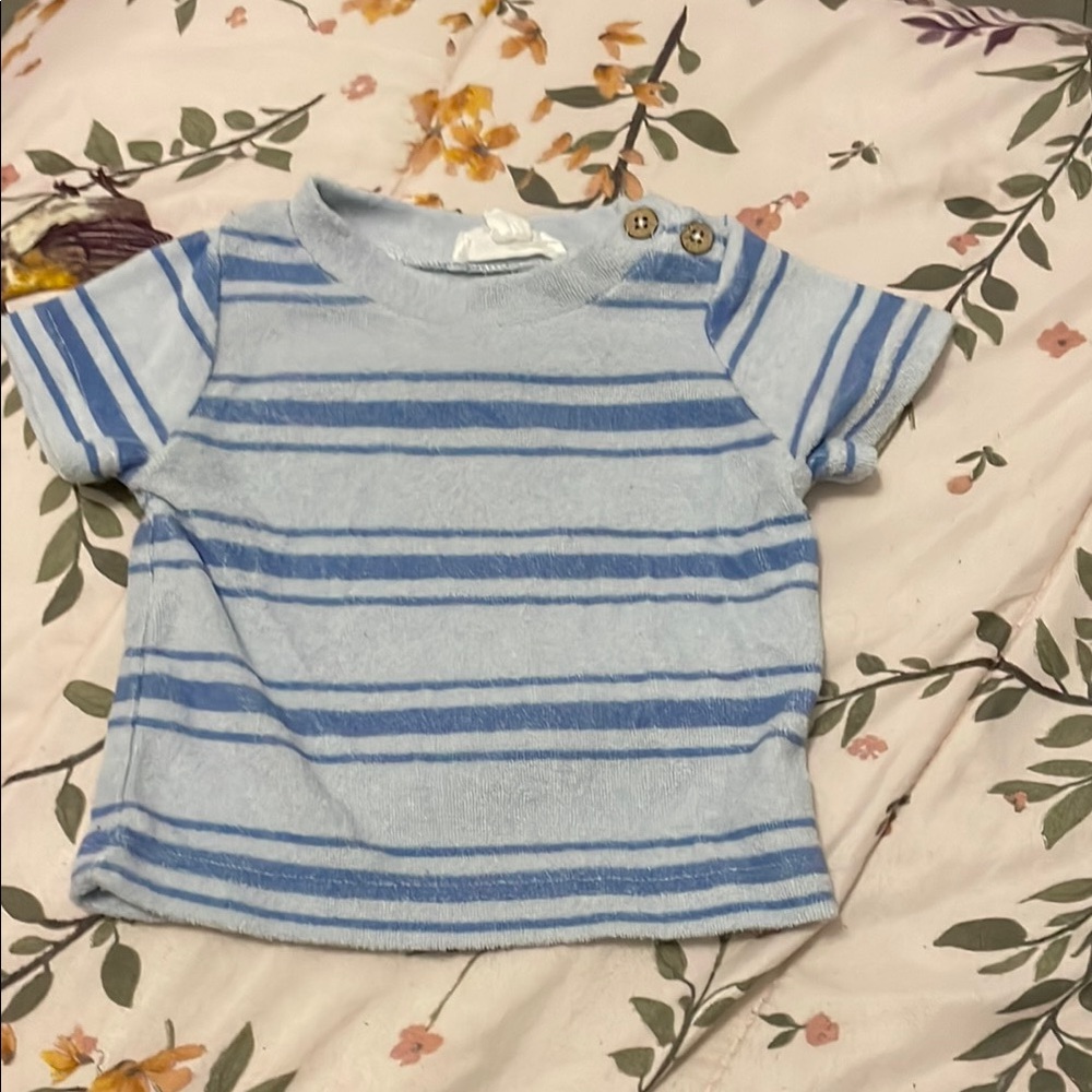 Casual Blue Striped Short Sleeve Tee
